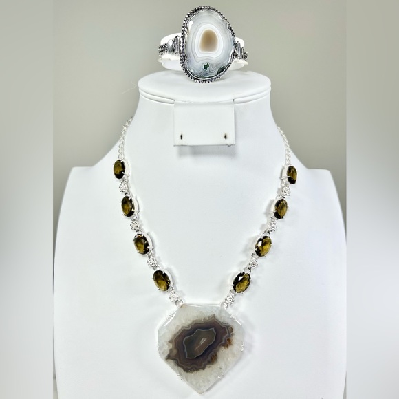 Beautiful Solar Quartz 925 Large Necklace & Bracelet ONLY - Picture 1 of 9